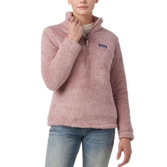 Patagonia Los Gatos 1/4 Zip Fleece Pullover Dusty Pink Fuzzy Winter Jacket Small - Picture 2 of 10